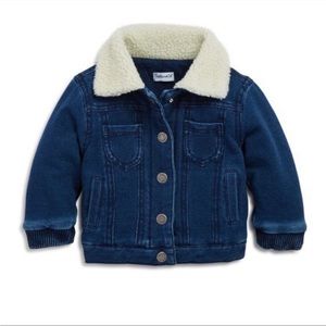 Splendid Kids Toddler Soft Denim Jean Jacket Coat w/ Sherpa Collar Dark Blue 2T